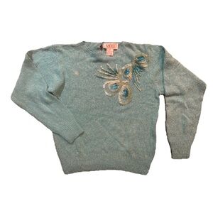 Snazzy Vintage Raglan Silk Angora Sequin Sweater size M